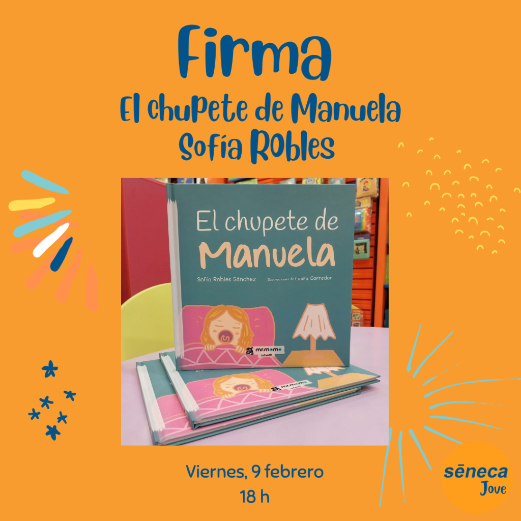 Firma de El chupete de Manuela en librería Sèneca Jove