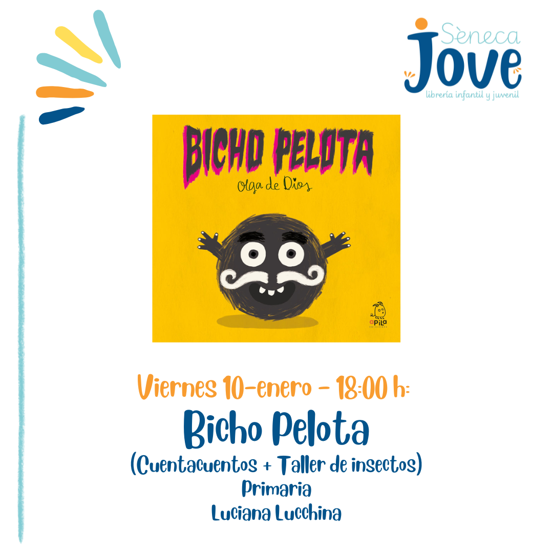 Cuentacuentos de Bicho Pelota y Taller de insectos en Sèneca Jove, librería infantil y juvenil en Elche.