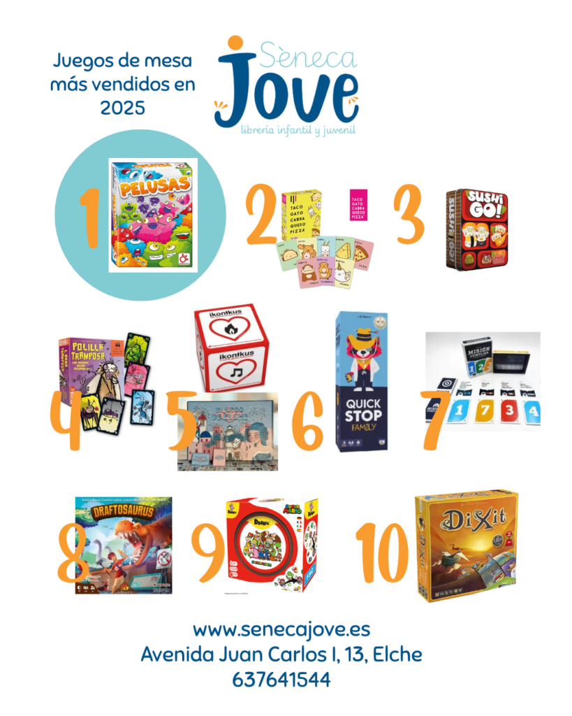 Lista de los juegos de mesa más vendidos del 2025 en Sèneca Jove
