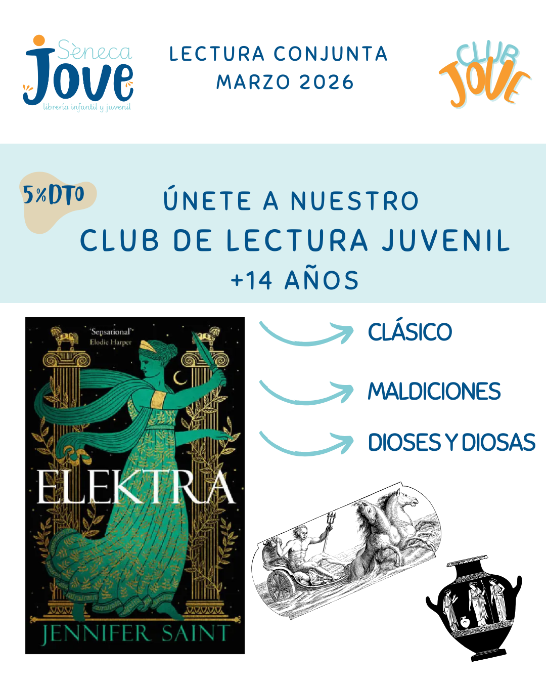 Lectura compartida: Electra, de Jennifer Saint en el club de lectura de Elche Club Jove, en Sèneca JOve