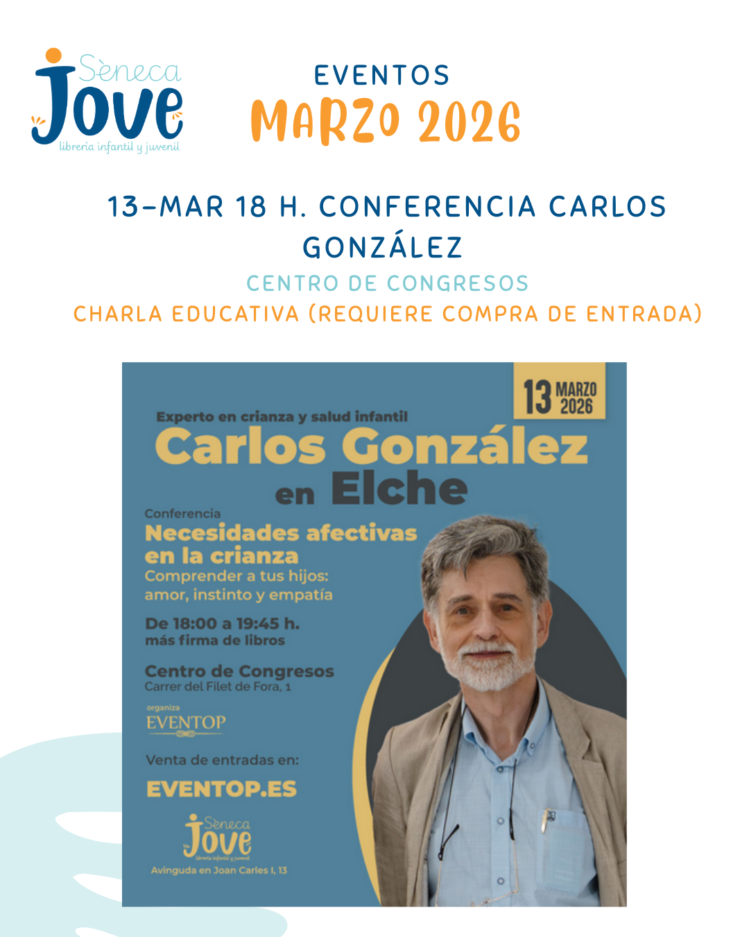 Charla Carlos Gonzalez, centro de congresos, Sèneca Jove librería oficial