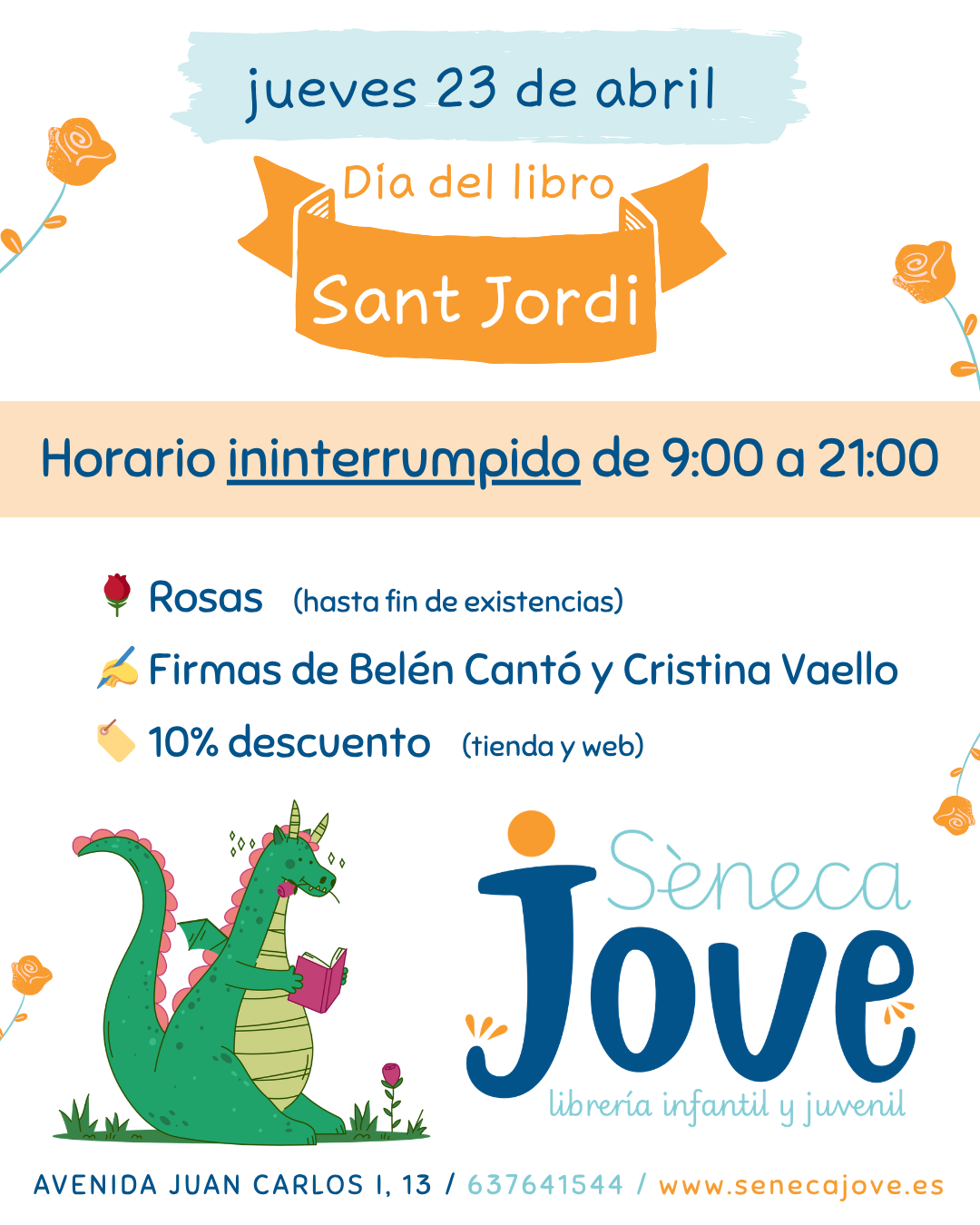 Sant Jordi 🐲, firmas, descuentos y rosas 🌹 en Sèneca Jove